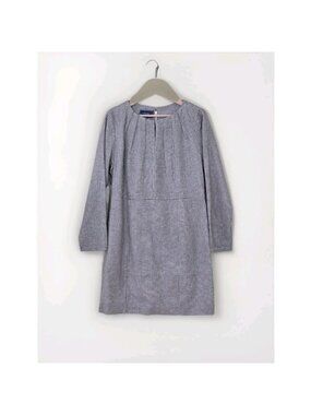 Johnnie-O Mulberry Silk Dress XXL Gray Houndstooth LS Pintuck Shift Retro Career